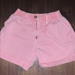 Brick red/pink Chubbies. “5.5 inseam shorts